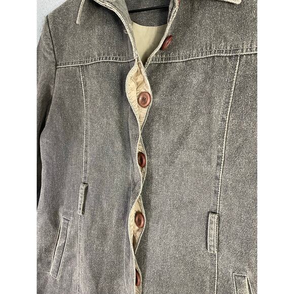 Women's XL‎ Taupe Trench Coat Button Front Lined Long Jacket Utility Style - Picture 3 of 10